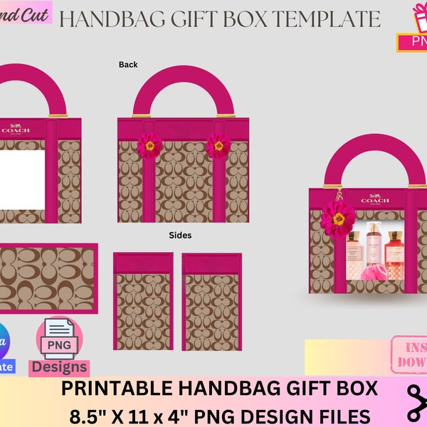 Handbag Gift Box, Designer Handbag Gift Box, Luxury Handbag Gift box, Canva template, PNG File, Vending machine, Graduation, Mother's Day