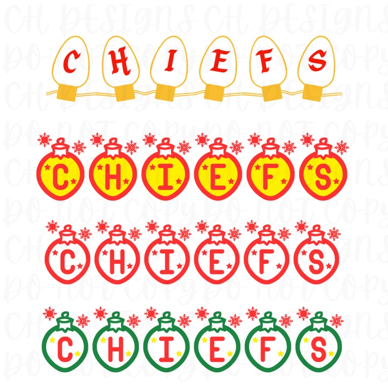 Kansas City Chiefs Christmas Lights, PNG, Digital Download Bundle Etsy