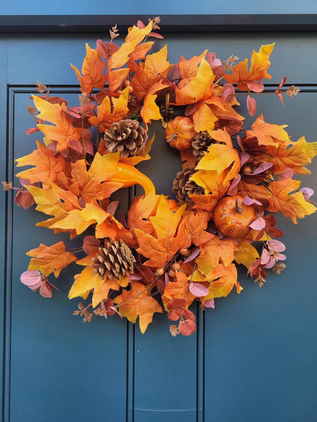 Autumn Door Wreath in Orange and Browns Etsy