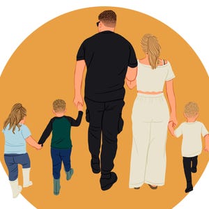 Cartoon Gift , Custom Portrait Drawing , Faceless Illustration , Couple , Family , Vector , Printable , Line Art , Personalized ASAP