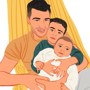 Vater Zeichnung Geschenk, Benutzerdefinierte Porträt Zeichnung, Gesichtslose Illustration, Paar, Familie, Vektor, Druckbar, Line Art, Personalisiert so schnell wie möglich