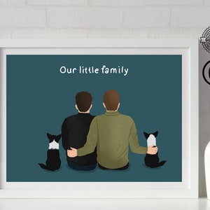 Custom Family & Animal Portrait Drawing , Faceless Illustration  , Family Gift , Vector , Printable , Line Art , Personalized ASAP