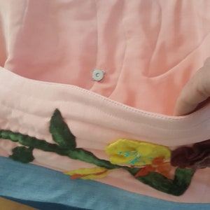 Felt Flowers Shoulder Bag, Handmade Pink and Blue Large Bag with Multi Pockets zdjęcie 5