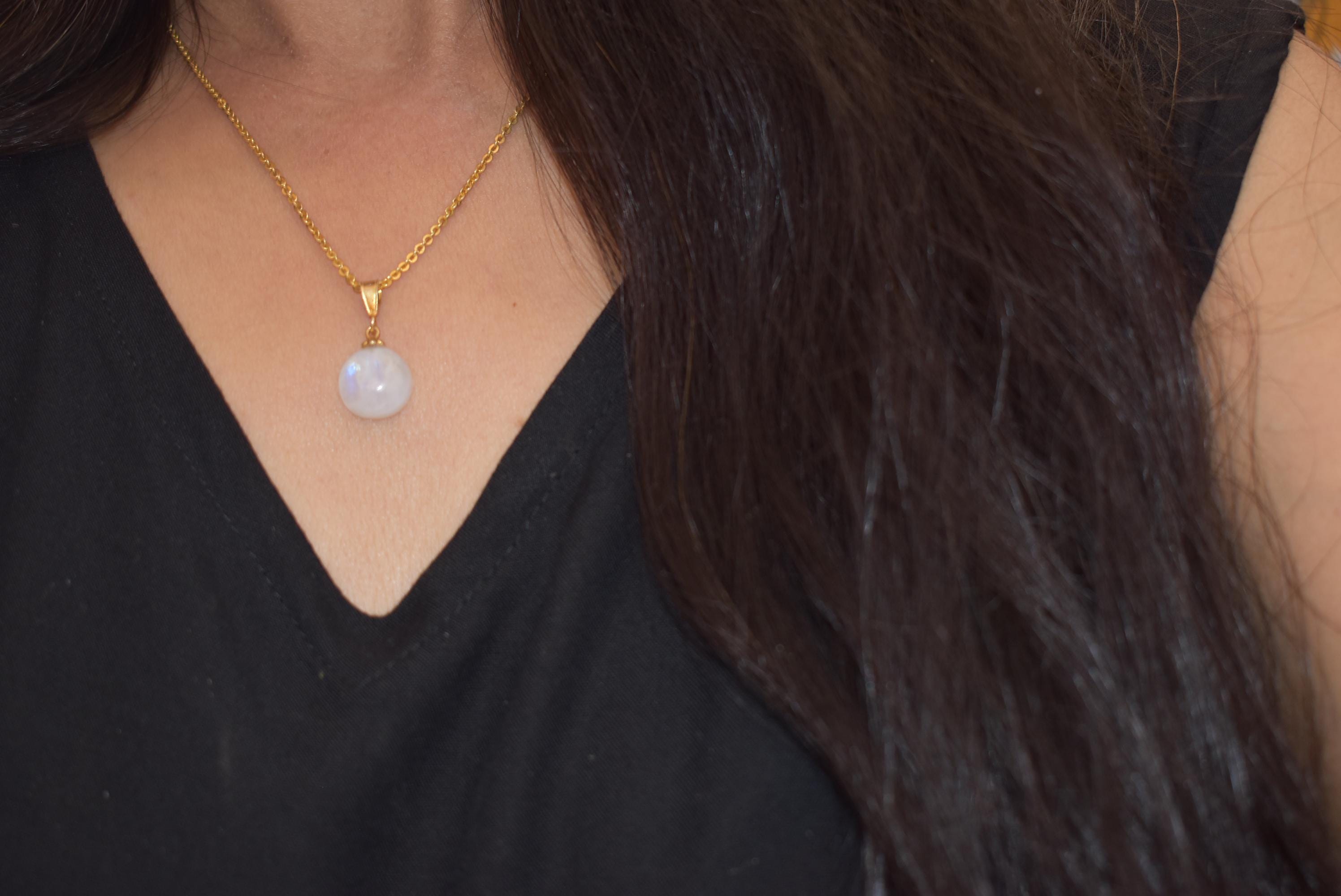 Collana di perle rotonde di ossidiana da 8 mm - pietra semipreziosa