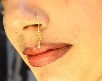 Yellow Nose Ring, 18k Gold plated traditional Nose Ring, Jaipuri Nose Ring, Rajasthani Bali
