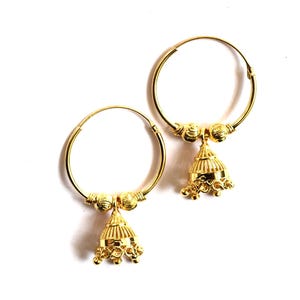 Hoops Jhumka Earrings, Gold Earrings, festive Jewelry
