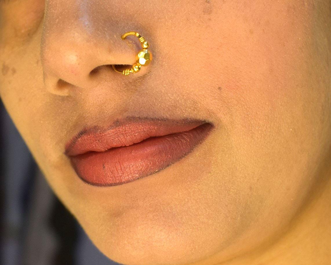 18k Gold plated Nose Ring, Jaipuri Nose Ring, Designer Nose Ring, Fashion Nose Ring