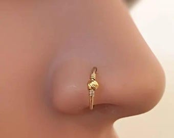 Designer Nose Hoop, Nose Piercing, 18k Gold plated Nose Ring, Dainty Nose Hoop
