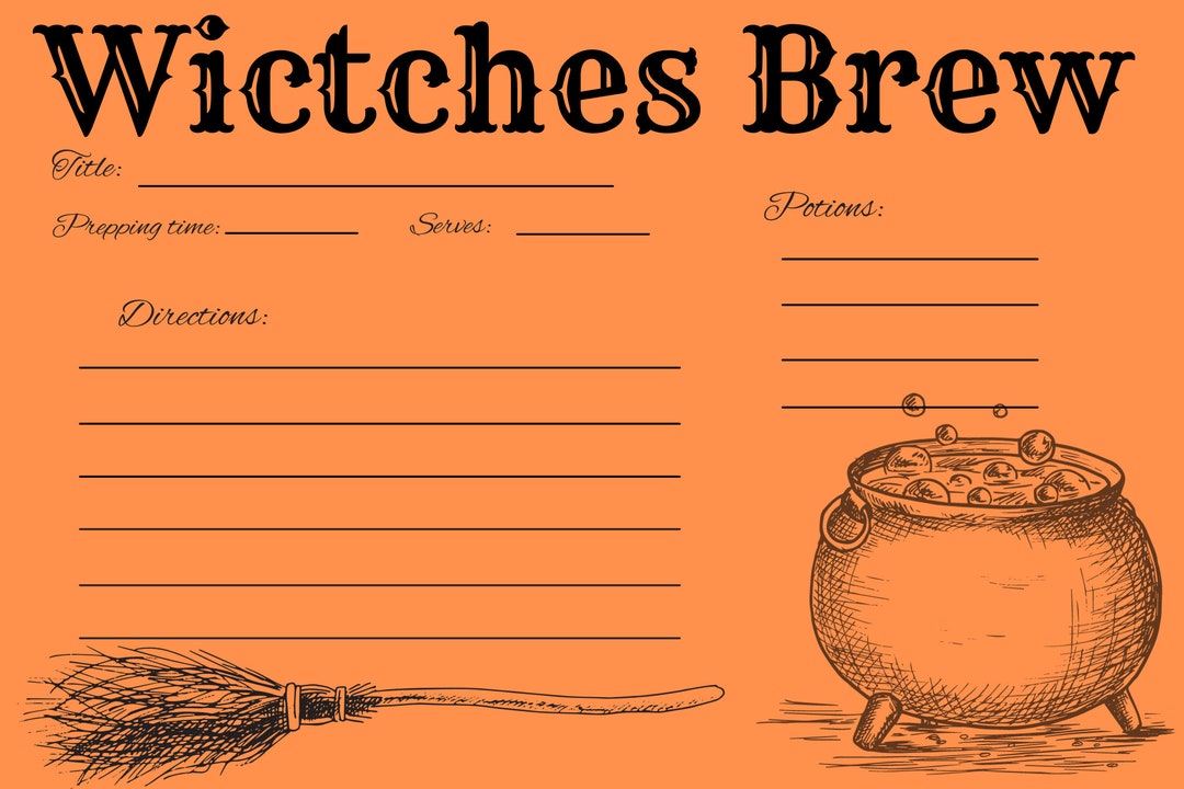 Witches Brew Recipe Card Etsy