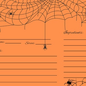 Spider-Web Halloween Recipe Card