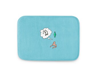 Tappetino da bagno Sims Plumbob, verde, con grafica a scaletta da piscina e umorismo da videogiocatore.