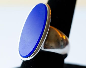Sterling Silber Lapis Lazuli S’Paliu Ring Modernist 925 Signiert, Größe 6.25