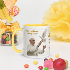 Tribute Mug | Pope Francis 1936–2025 | 11oz Yellow Accent Ceramic Mug