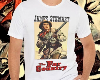 The Far Country James Stewart Movie T-shirt. 1954 Classic Jimmy Western Film directed by  Anthony Mann. GenXT4Me Tee Shirt