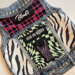 XXL Punk Rock Dog Jacket: Handmade Patched Denim Vest