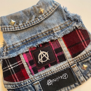 Extra Small Puppy Battle Vest: Studded Denim Jacket with Patches