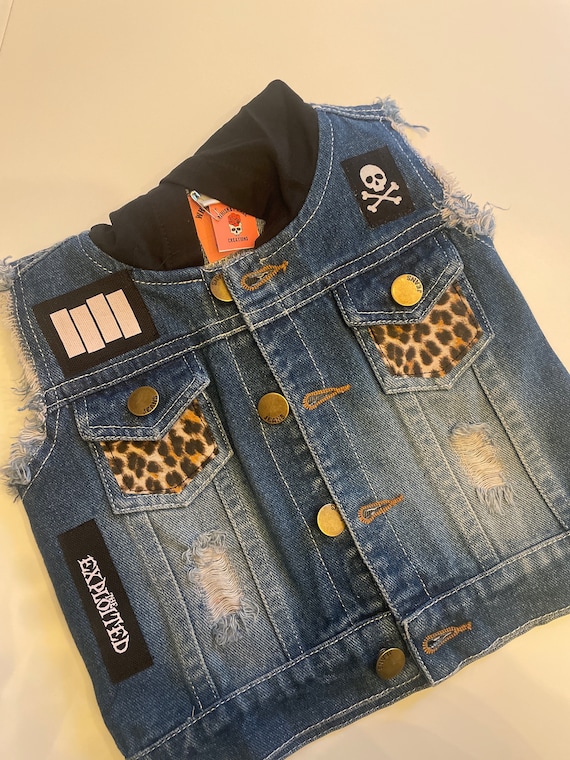Leopard Print Patch Black Denim Jacket Leopard Print Patch Black Denim Jacket