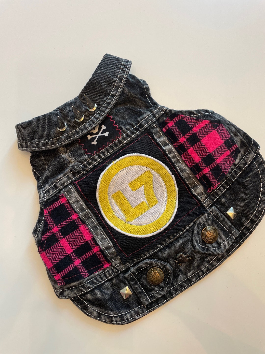 Small Punk Rock Dog Jacket/battle Vest Featuring L7 Patch, Hot Pink ...