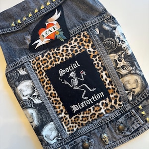 XXL Punk Rock Dog Battle Vest: Handmade Patches & Studs