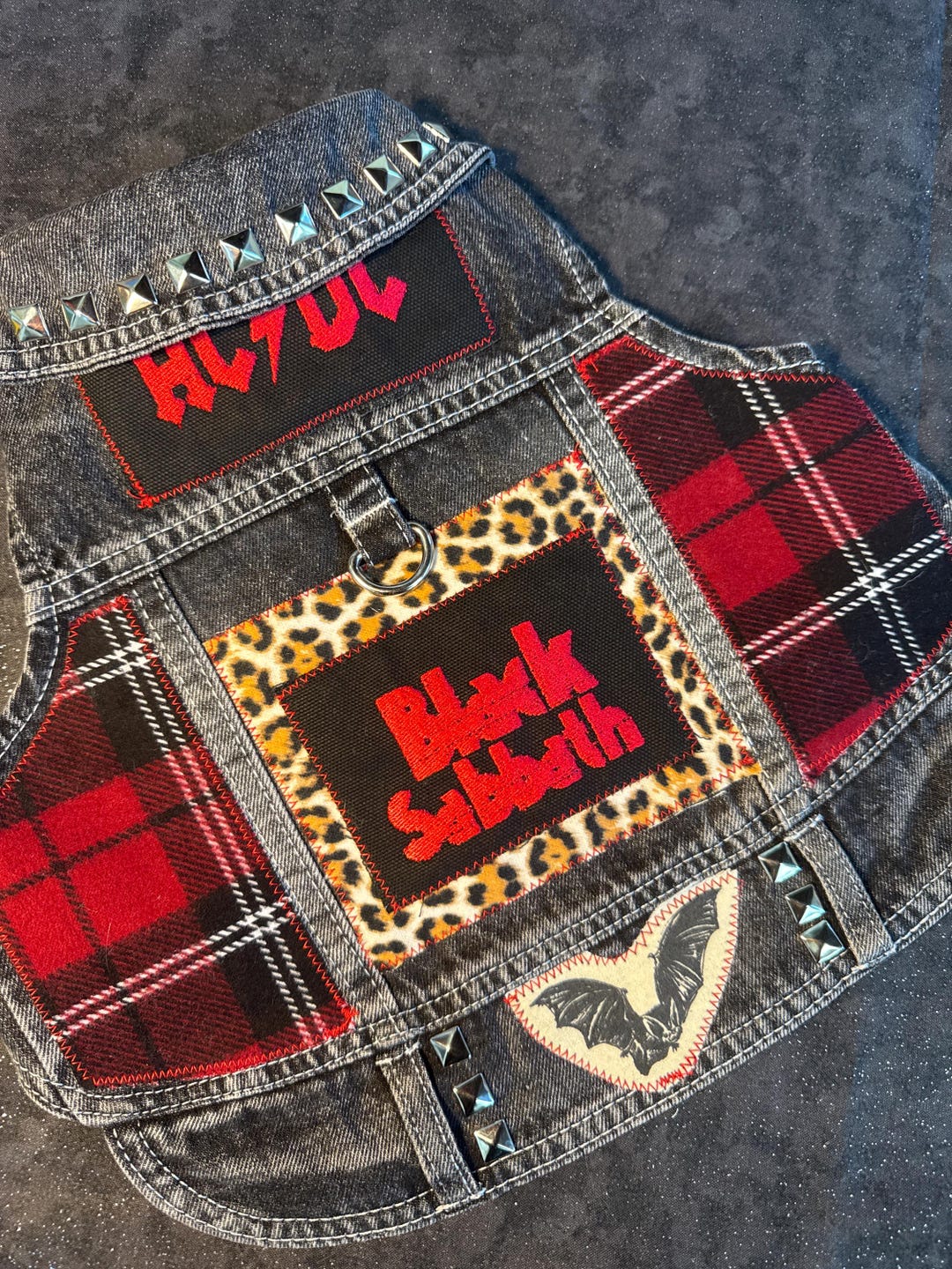 Large Punk Rock Dog Jacket/battle Vest Featuring Black Sabbath and AC ...
