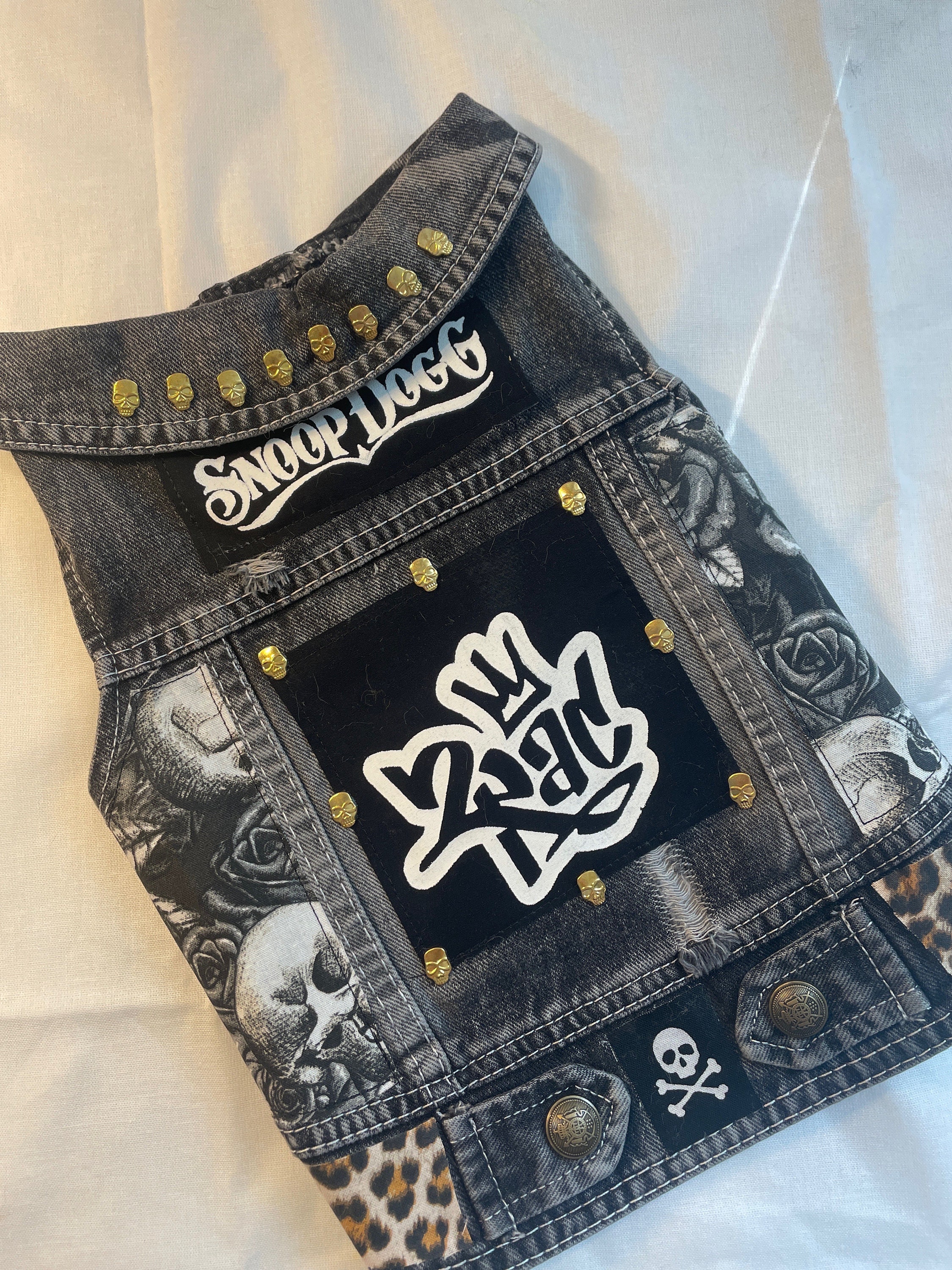 Large Punk Rock Dog Jacket battle Vest Featuring 2pac and Snoop Dogg Handmade Patches Etsy Canada