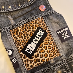 XL Punk Rock Dog Vest: Handmade Leopard Print Studded Battle Jacket