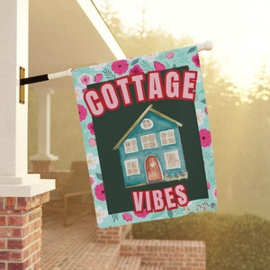 Cottage Garden & House Banner, new home banner, garden lover gift, housewarming gift