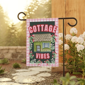 Flower Garden & House Banner, Garden decor, Cottage Core yard flag, Outdoor decor, Garden lover gift, Housewarming gift