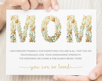 Carte d'anniversaire florale pour maman, cadeau imprimable (téléchargement numérique)