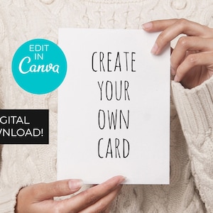 Custom Birthday Card DIGITAL DOWNLOAD, Personalized Anniversary Card, Create Own Card, Card with Envelope