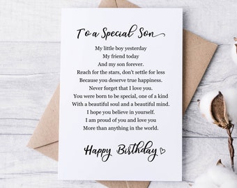 Son Birthday Card DIGITAL DOWNLOAD, To a Special Son
