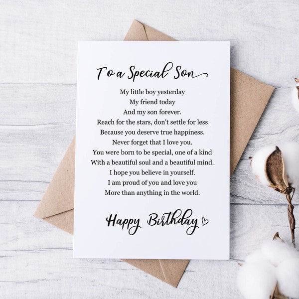 Son Birthday Card DIGITAL DOWNLOAD, To a Special Son