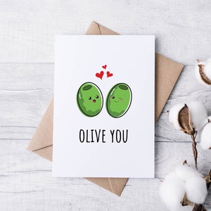 Tarjeta de aniversario imprimible y descargable, Olive You