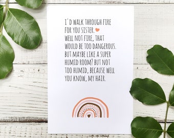 Sister Birthday Card PRINTABLE DOWNLOADABLE