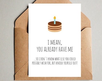 Tarjeta de cumpleaños IMPRIMIBLE para él, tarjeta de cumpleaños divertida para el novio del marido, tarjeta de DESCARGA DIGITAL para papá, tarjeta de pareja atrevida, aniversario