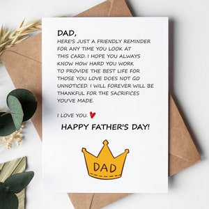 Tarjeta del Día del Padre para papá imprimible de esposa, niños, hijos, hijo e hija, regalo para papá, descarga digital instantánea para esposo con sobre