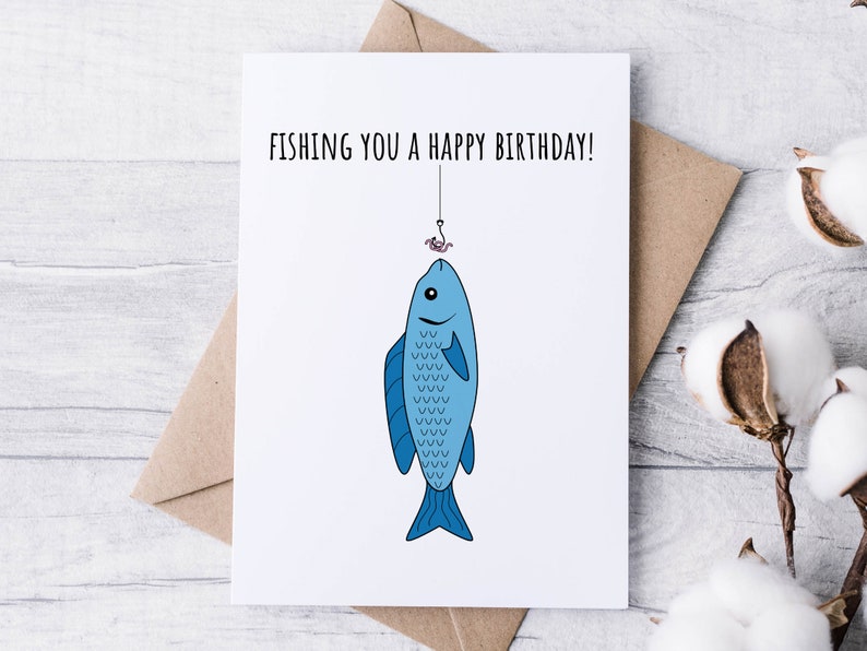 Funny Fishing Birthday Card for Dad, Fisherman Gift (printable Download ...