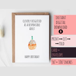 Cartão de aniversário PARA DOWNLOAD, Feliz aniversário para impressão digital instantânea, engraçado, rude, 30, 29, 21, 24, 32 para ele, sua irmã, irmão