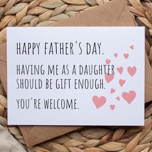 Vaderdagkaart voor papa afdrukbaar, cadeau voor papa, digitale download grappig van volwassen dochter met envelop Instant downloadbare pdf