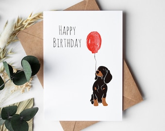 Dog Birthday Cards PRINTABLE DOWNLOAD, Daschund Gifts