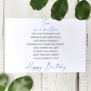 Tarjeta de cumpleaños para hijo DESCARGABLE, Feliz cumpleaños para hijo adolescente adulto, descarga digital imprimible instantánea de mamá, papá y padres.