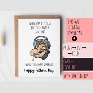 Tarjeta imprimible para el primer día del padre, regalo para papá, recuerdo para bebé, niño pequeño, divertida, descarga digital en PDF. Feliz día del padre de mi esposa.