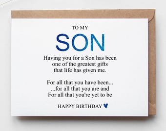 Carte d'anniversaire fils à télécharger numériquement, imprimable