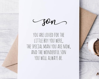 Carte d'anniversaire fils imprimable - 24, 15, 28, 21, 14, depuis, maman, papa, poème, adulte, adolescent, 25-22, citation, téléchargement numérique, instantané