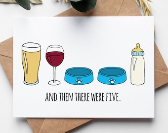 New Baby Card DIGITAL DOWNLOAD, And Then There Were Five