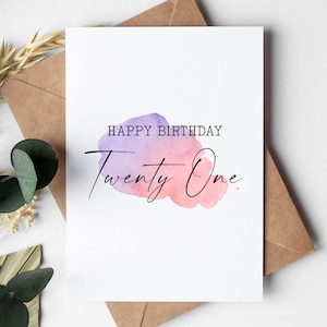 Cartão de aniversário de 21 anos para filha, IMPRIMÍVEL E BAIXÁVEL para ela, Download digital instantâneo, Imprimir em casa, Cartão com envelope, Melhor amiga