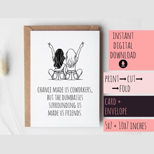 TÉLÉCHARGEMENT IMPRIMABLE de carte de voeux de collègue, cadeau d'anniversaire de collègue, téléchargement numérique instantané, cadeau de meilleur ami de travail, compagnon d'ami drôle de travail