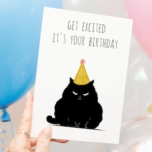 Carte d'anniversaire imprimable chat, joyeux anniversaire drôle à télécharger, pour lui son meilleur ami collègue papa mari, carte avec enveloppe