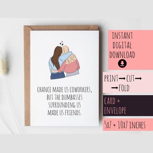 TÉLÉCHARGEMENT IMPRIMABLE de carte de voeux de collègue, cadeau d'anniversaire de collègue, téléchargement numérique instantané, cadeau de meilleur ami de travail, compagnon d'ami drôle de travail
