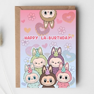 Labubu Monster Geburtstagskarte PRINTABLE DOWNLOAD für Tochter Sohn, 1.21 24.13.16.18.Patenkind Patenkind Enkelin Enkel